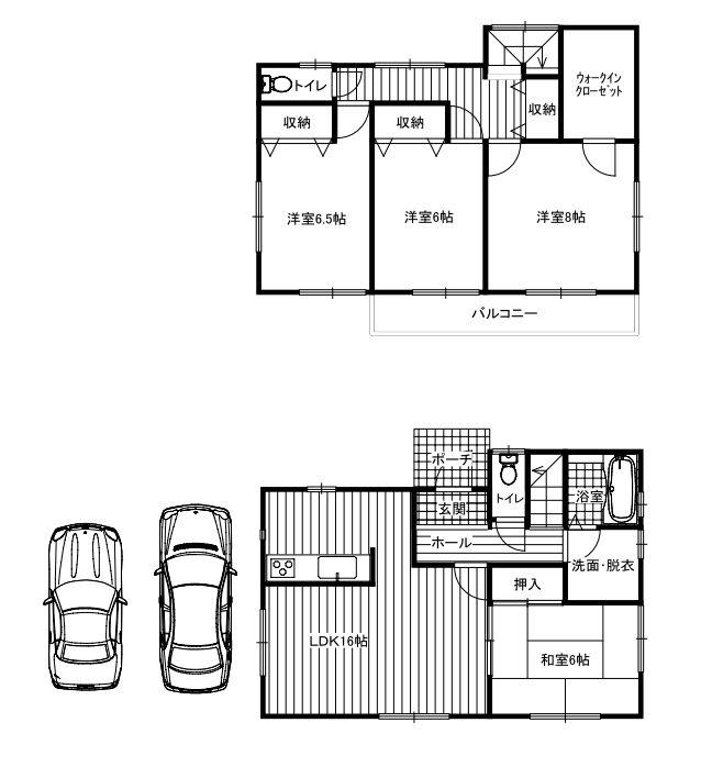 Floor plan. 48,800,000 yen, 4LDK + S (storeroom), Land area 203.17 sq m , The building is the area 105.98 sq m All rooms 6 quires more easy-to-use floor plans car two parking Allowed Quiet mansion district