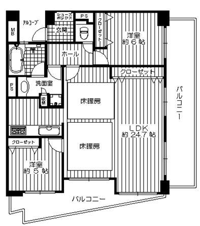 Floor plan. 2LDK, Price 34,800,000 yen, Occupied area 73.56 sq m , Balcony area 21.17 sq m
