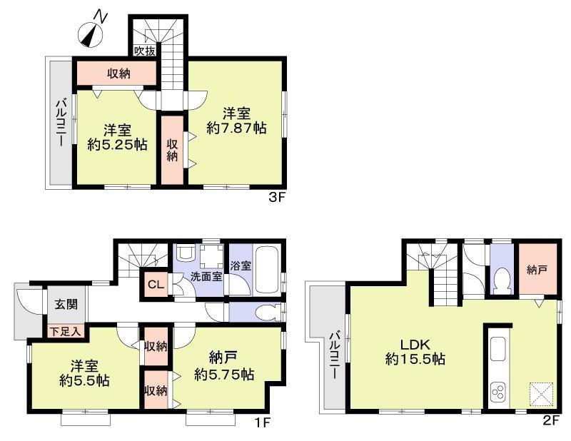 Floor plan. 39,800,000 yen, 3LDK + S (storeroom), Land area 90.67 sq m , Building area 108.25 sq m