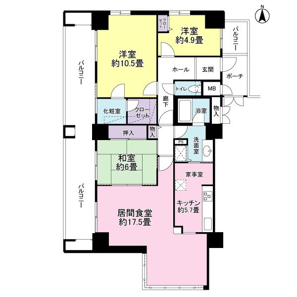 Floor plan. 3LDK, Price 33,900,000 yen, Footprint 106.62 sq m , 3LDK of balcony area 26.98 sq m 106.62 sq m! ! Change in 4LDK Allowed! !