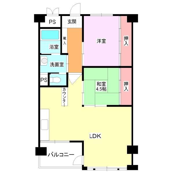 Floor plan. 2LDK, Price 12.8 million yen, Occupied area 64.89 sq m , Balcony area 4.86 sq m floor plan