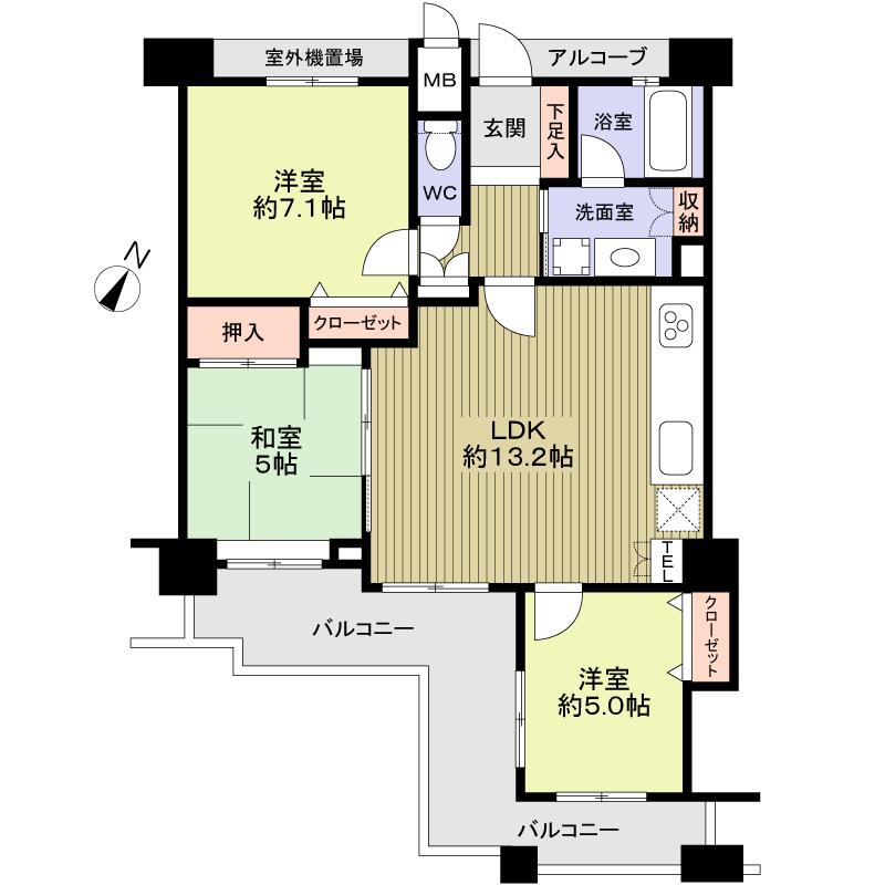 Floor plan. 3LDK, Price 28.8 million yen, Occupied area 67.53 sq m , Balcony area 14.4 sq m