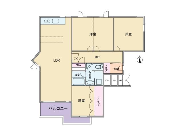 Floor plan. 4LDK, Price 13.7 million yen, Footprint 102.02 sq m , Balcony area 10.62 sq m