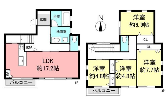 Floor plan. 49,300,000 yen, 4LDK, Land area 120 sq m , Building area 111 sq m