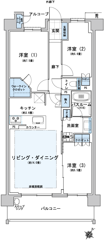 Floor: 3LDK + WIC, the occupied area: 78.41 sq m, Price: 46,900,000 yen ~ 47,900,000 yen