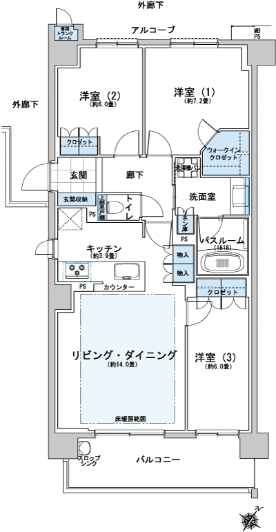 Floor: 3LDK + WIC, the occupied area: 82.67 sq m, Price: 49.3 million yen