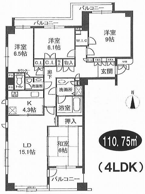 Floor plan. 4LDK, Price 37,800,000 yen, Footprint 110.75 sq m , Balcony area 14.1 sq m interior renovation completed. It is ready-to-move-in.