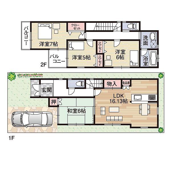 Floor plan. 46,800,000 yen, 4LDK, Land area 90.69 sq m , Building area 98.01 sq m