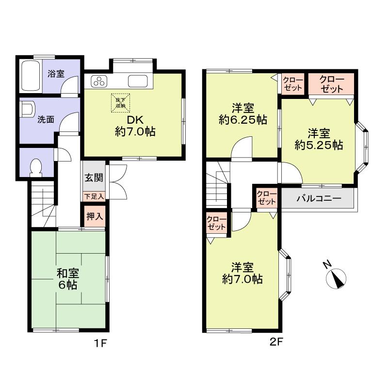 Floor plan. 24 million yen, 4DK, Land area 61.51 sq m , Building area 69.54 sq m floor plan
