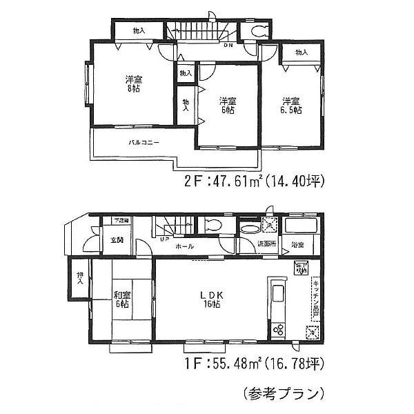 Building plan example (floor plan). Building plan example building price 12.1 million yen, Building area 103.09 sq m