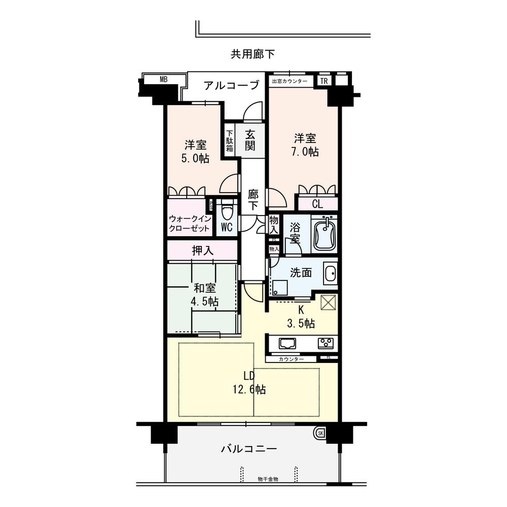 Floor plan. 3LDK, Price 32,970,000 yen, Occupied area 75.61 sq m , Balcony area 14.08 sq m