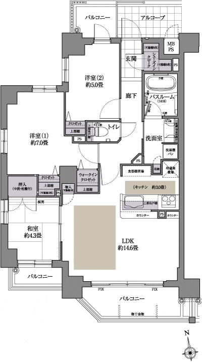 Floor: 3LDK, occupied area: 70.41 sq m, Price: 35,518,000 yen