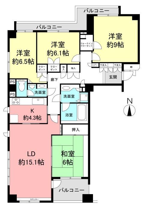 Floor plan. 4LDK, Price 39,800,000 yen, Footprint 110.75 sq m , Balcony area 14.1 sq m