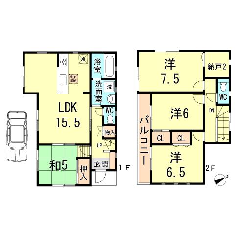 Floor plan. 34,800,000 yen, 4LDK, Land area 99.08 sq m , Building area 100.03 sq m