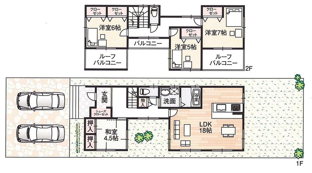 Building plan example (floor plan). Building plan example Building price 16.8 million yen, Building area 110 sq m