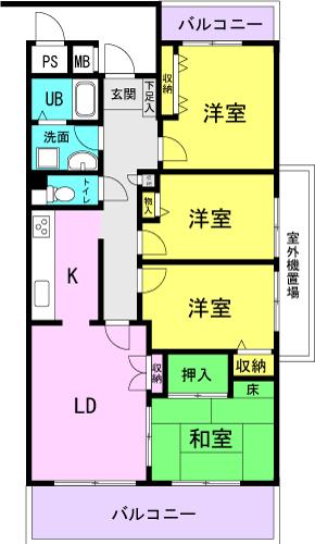 Floor plan. 4LDK, Price 16,900,000 yen, Occupied area 81.65 sq m , Balcony area 17.91 sq m
