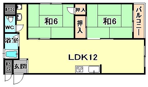 Floor plan. 2LDK, Price 10.8 million yen, Footprint 53.9 sq m , Balcony area 2.6 sq m