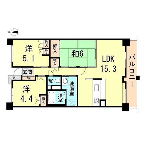 Floor plan. 3LDK, Price 42,800,000 yen, Occupied area 76.21 sq m , Balcony area 10.5 sq m
