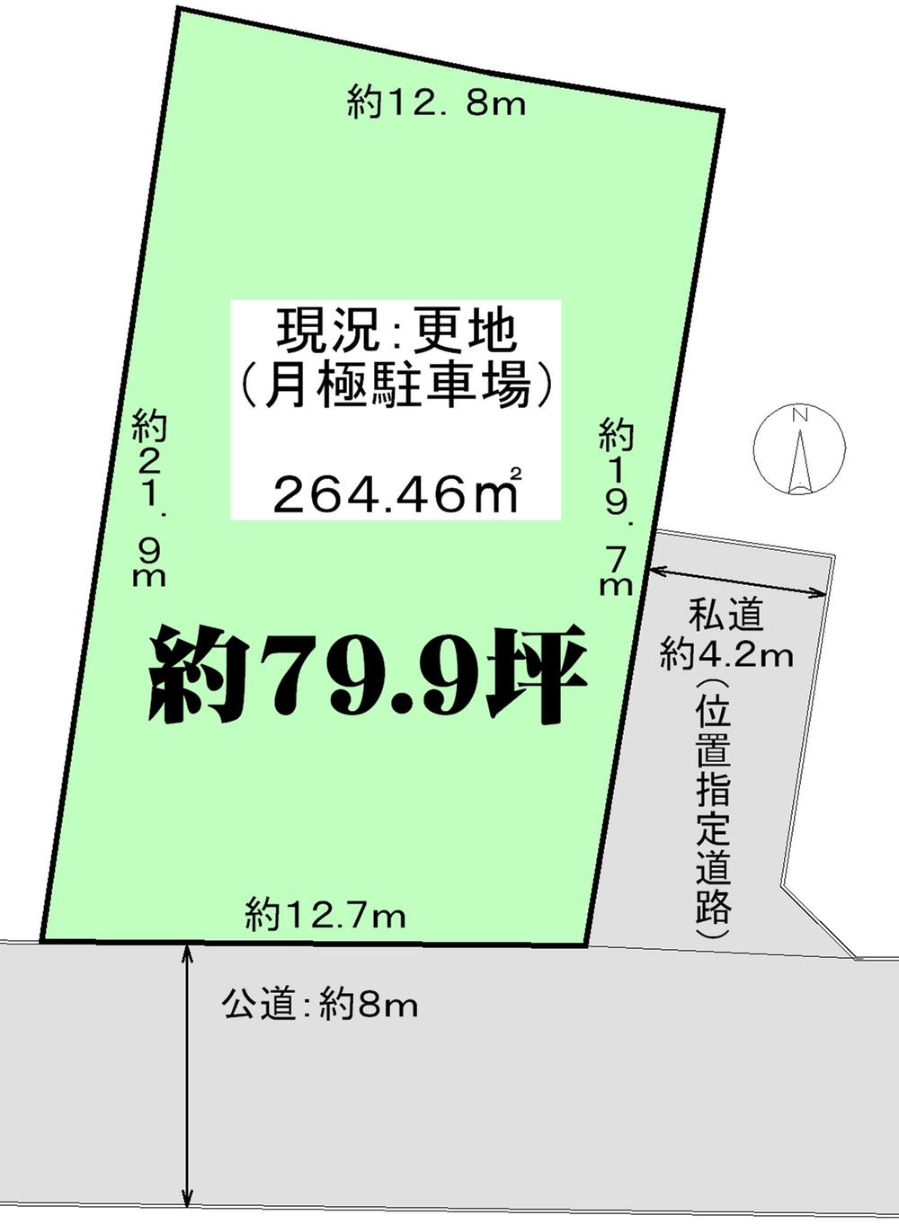 Compartment figure. Land price 108 million yen, Land area 264.46 sq m