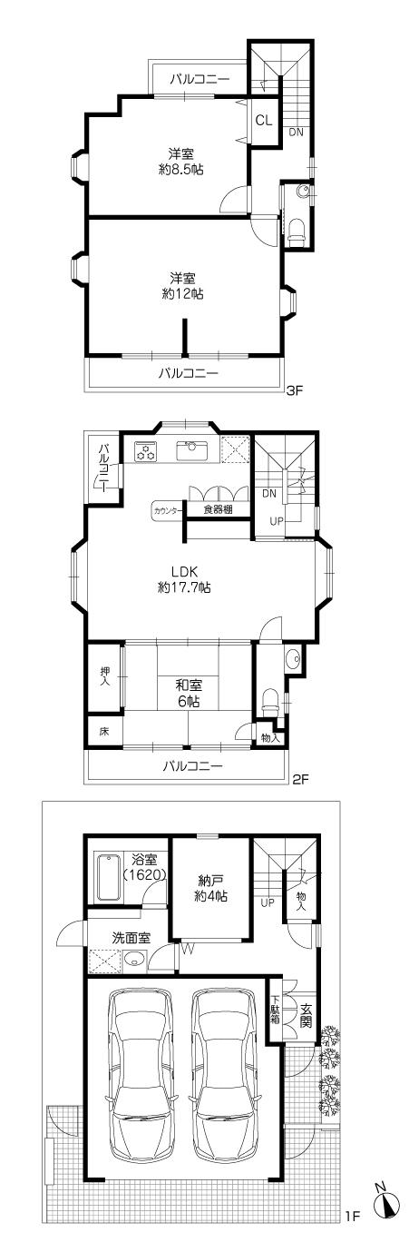 Floor plan. 49,800,000 yen, 3LDK + S (storeroom), Land area 90.24 sq m , Building area 145.94 sq m