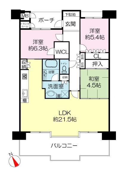 Floor plan. 3LDK, Price 19.9 million yen, Occupied area 86.93 sq m , Balcony area 16.21 sq m