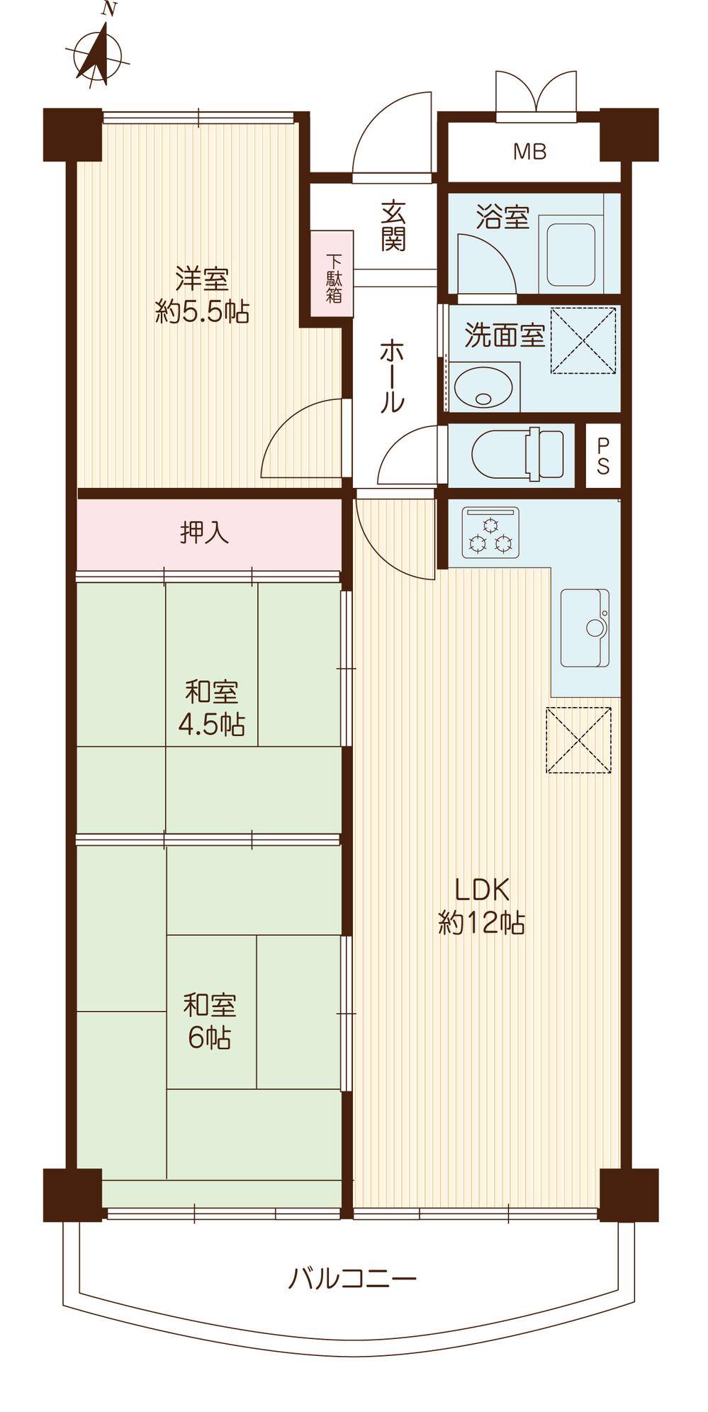 Floor plan. 3LDK, Price 25,800,000 yen, Occupied area 68.79 sq m , Balcony area 8.25 sq m
