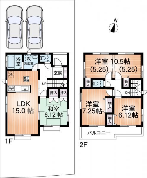 Floor plan. 20.8 million yen, 4LDK, Land area 150 sq m , Building area 104.74 sq m