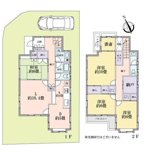 Floor plan. 39,800,000 yen, 4LDK + S (storeroom), Land area 158.76 sq m , Building area 124.71 sq m 4LDK + storeroom There study on the second floor of the Western-style.