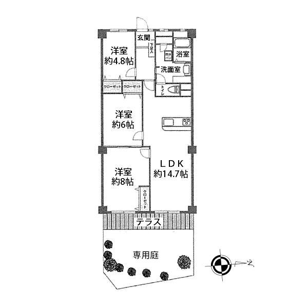 Floor plan. 3LDK, Price 17.8 million yen, Occupied area 76.88 sq m