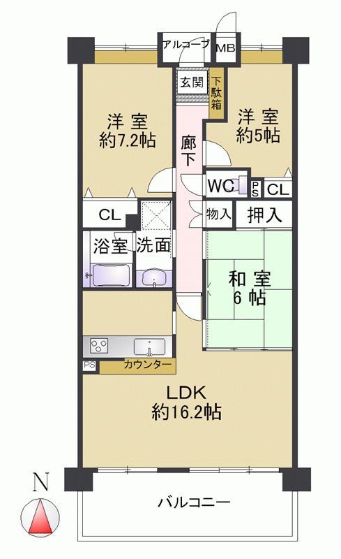 Floor plan. It is south-facing apartment yacht harbor overlooking Living facilities is also located in the neighborhood convenient