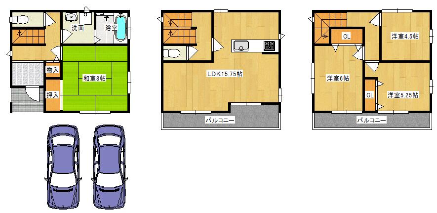 Floor plan. 41,500,000 yen, 3LDK + S (storeroom), Land area 86.01 sq m , Building area 105.87 sq m   ◆ Floor plan