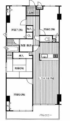 Floor plan. 4LDK, Price 24,800,000 yen, Footprint 100.58 sq m , Balcony area 11.8 sq m