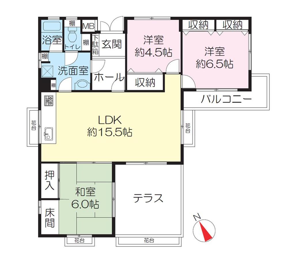 Floor plan. 3LDK, Price 14.9 million yen, Occupied area 82.35 sq m , Balcony area 5.39 sq m