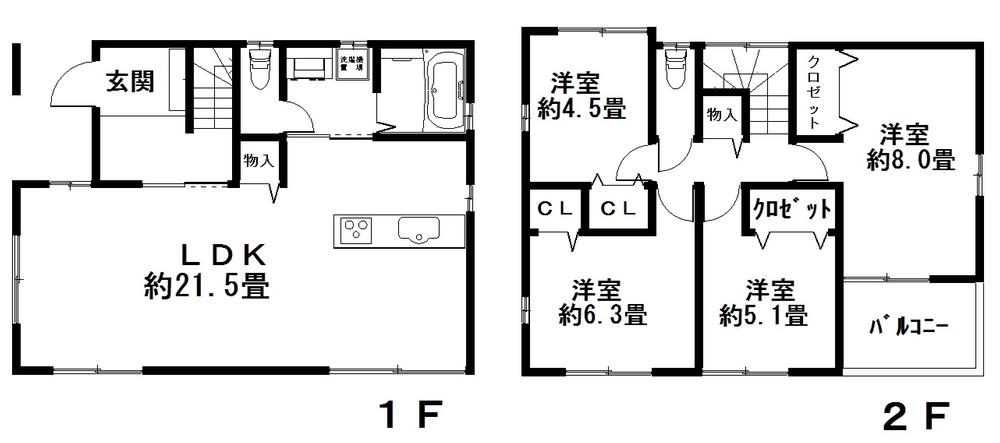 Floor plan. 39,800,000 yen, 4LDK, Land area 112.4 sq m , Building area 109.98 sq m reference plan view