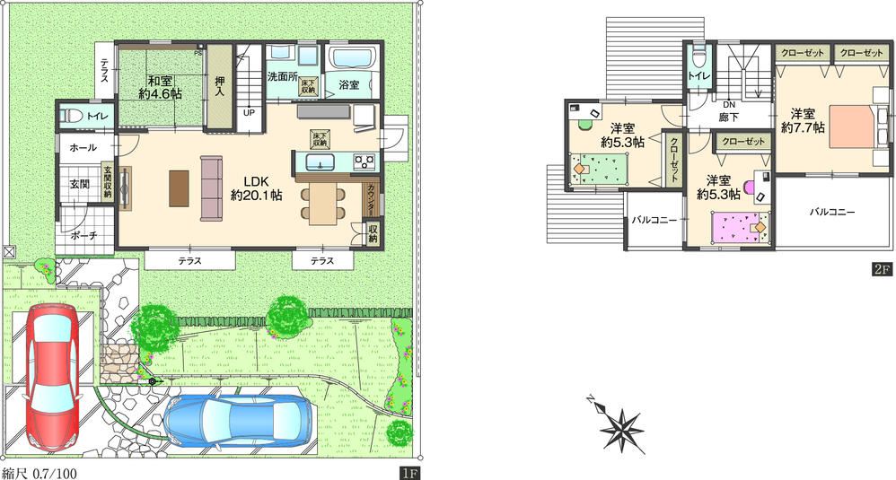 Floor plan. (24-14 No. land), Price 24,900,000 yen, 4LDK, Land area 180.66 sq m , Building area 100.47 sq m