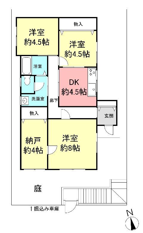 Floor plan. 42,500,000 yen, 3DK+S, Land area 120.96 sq m , Building area 63.53 sq m Floor