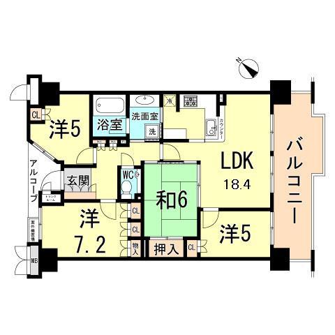 Floor plan. 4LDK, Price 29,800,000 yen, Occupied area 84.97 sq m , Balcony area 17.7 sq m