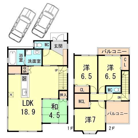 Floor plan. 42,900,000 yen, 4LDK, Land area 117.19 sq m , Building area 104.49 sq m
