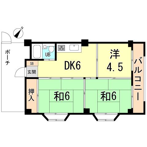 Floor plan. 3DK, Price 5.5 million yen, Occupied area 41.31 sq m , Balcony area 5.4 sq m
