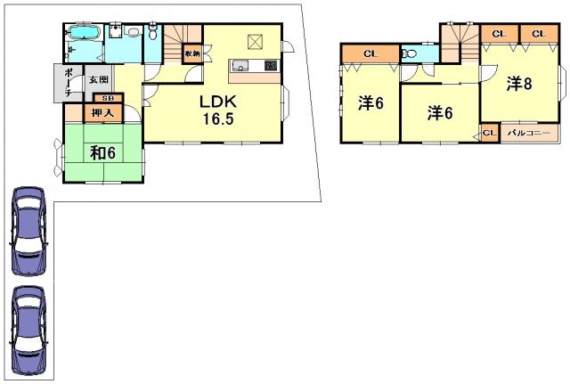 Floor plan. 47 million yen, 4LDK, Land area 168.6 sq m , Building area 107.64 sq m