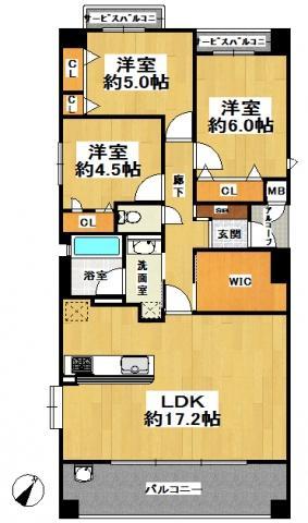 Floor plan. 3LDK + S (storeroom), Price 34,800,000 yen, Occupied area 78.55 sq m , Balcony area 13 sq m