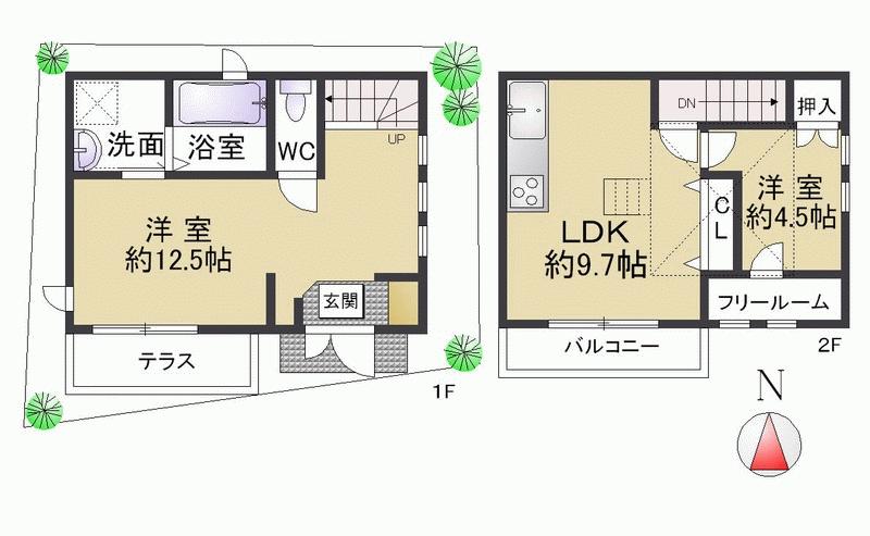 Floor plan. 25,800,000 yen, 2LDK, Land area 61.8 sq m , Building area 70 sq m