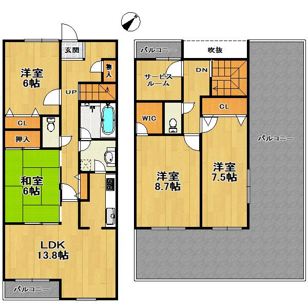 Floor plan. 4LDK + S (storeroom), Price 31,800,000 yen, Footprint 121.29 sq m