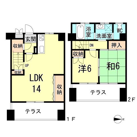 Floor plan. 2LDK, Price 24,800,000 yen, Occupied area 66.16 sq m , Balcony area 18.87 sq m