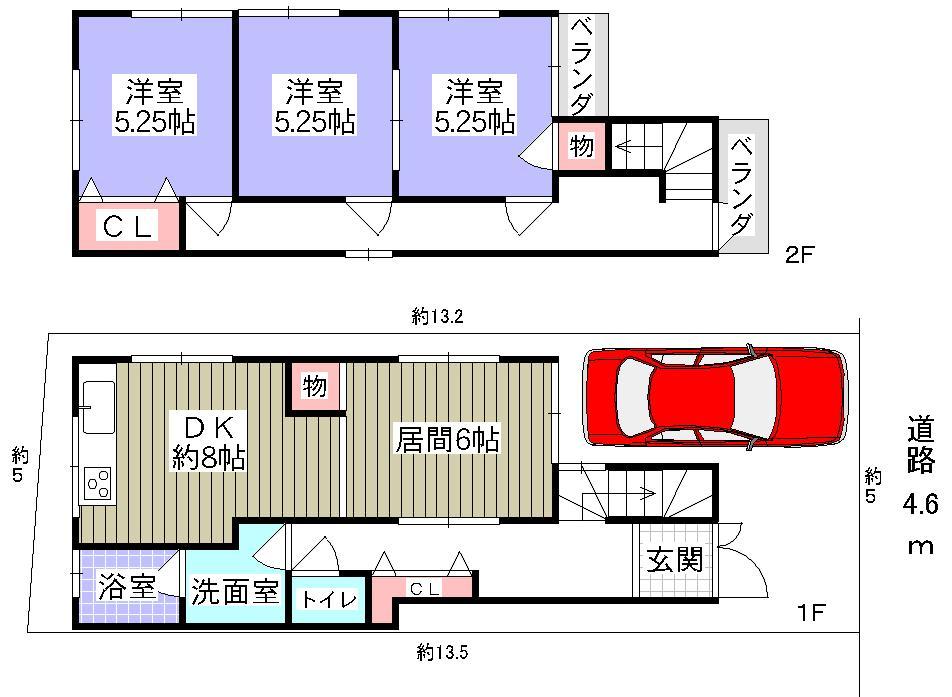 Floor plan. 24,800,000 yen, 3LDK, Land area 68.05 sq m , Building area 80.19 sq m