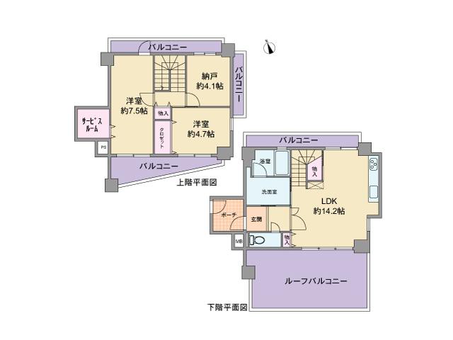 Floor plan. 2LDK + S (storeroom), Price 27.5 million yen, Occupied area 77.91 sq m , Balcony area 24.27 sq m floor plan