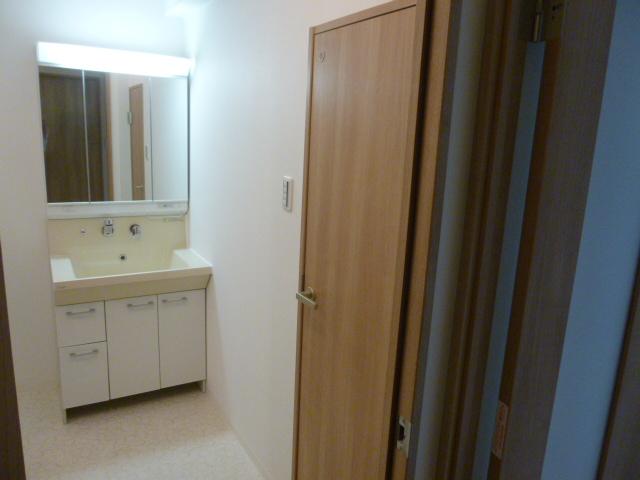 Wash basin, toilet. Vanity had made