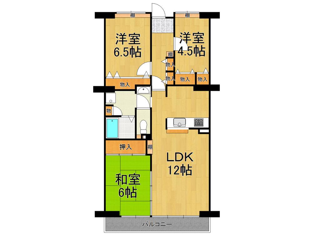 Floor plan. 3LDK, Price 19,800,000 yen, Occupied area 80.08 sq m , Balcony area 8 sq m