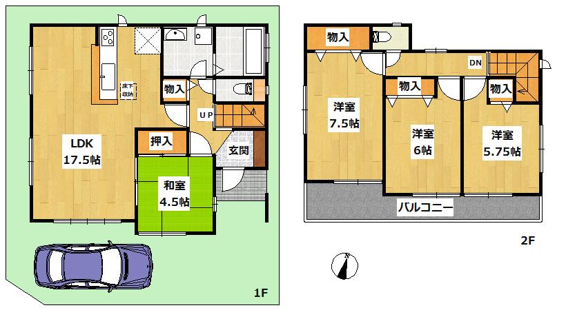 Floor plan. (3 Building), Price 46,800,000 yen, 4LDK, Land area 96.8 sq m , Building area 96.88 sq m