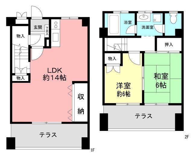 Floor plan. 2LDK, Price 24,800,000 yen, Occupied area 66.16 sq m , Balcony area 18.87 sq m Floor